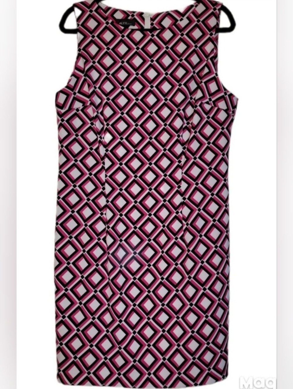 Alyx 60's Go Go Pink, White, Black Bodycon Cap Sleeve Midi Dress 16  Stretch